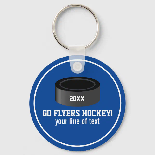 Hockey Puck Custom Team Name, Year, Your Text Keychain Zazzle