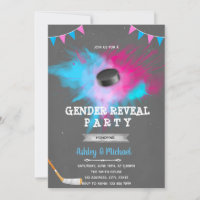 Hockey puck gender reveal invitation