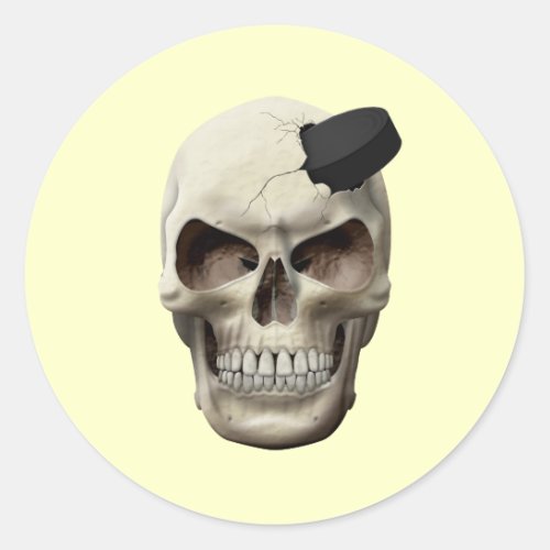 Hockey Puck in Skull Classic Round Sticker