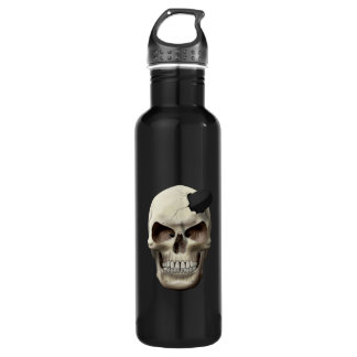 Hockey Puck in Skull Stainless Steel Water Bottle