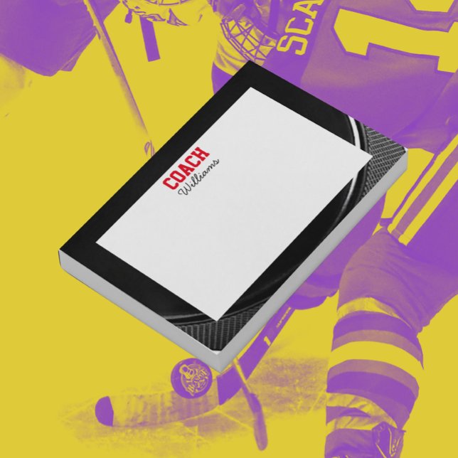 Hockey Puck Look Personalized Coach Post-it Notes (Creator Uploaded)