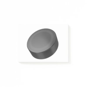 Hockey puck on white post-it notes