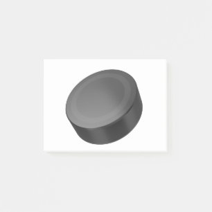 Hockey puck on white post-it notes