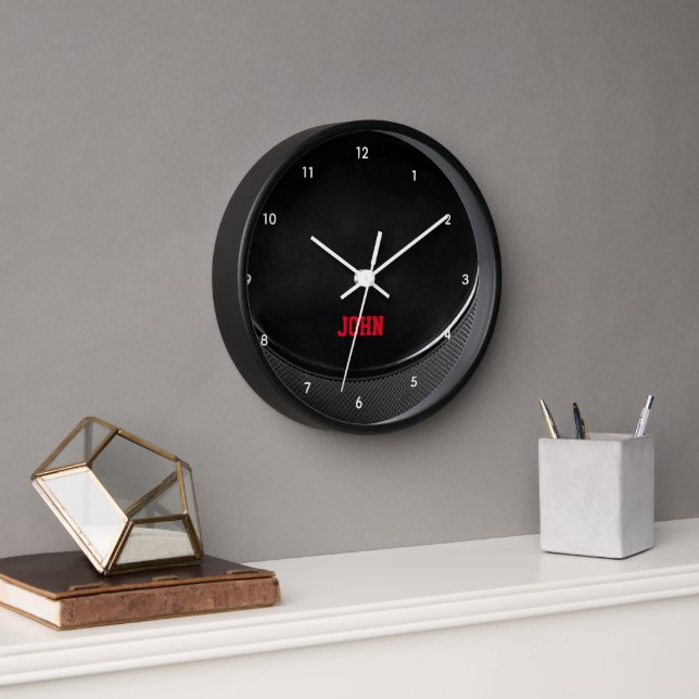 Hockey Puck Personalized Wall Clock (Office)
