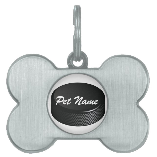Hockey Puck Pet Name Template Pet Tag (Front)