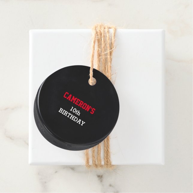 Hockey Puck Red Favor Tags (In Situ)