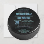 Hockey Puck Round Blue Bar Mitzvah Invitation<br><div class="desc">These casual chic invitations are perfect for any sporty Bar Mitzvah celebration. Each line of text is fully customizable to say just what you want!

Find coordinating products in the Bar Mitzvah Sports Collection.</div>