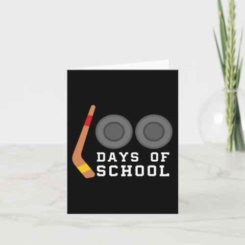 Hockey Puck Stick 100 Days Of School Teacher Boy  Card