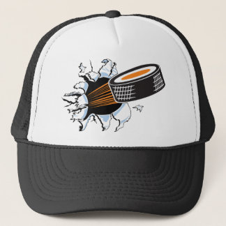 Hockey puck trucker hat