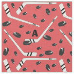 Hockey pucks and sticks fabric