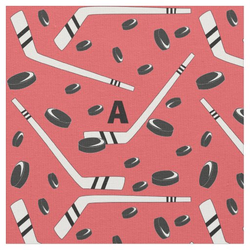 Hockey pucks and sticks fabric