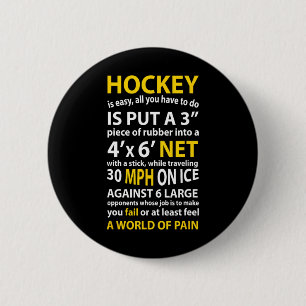 Hockey Quote Hockey Is Easy Gift For Men Women Fan Button