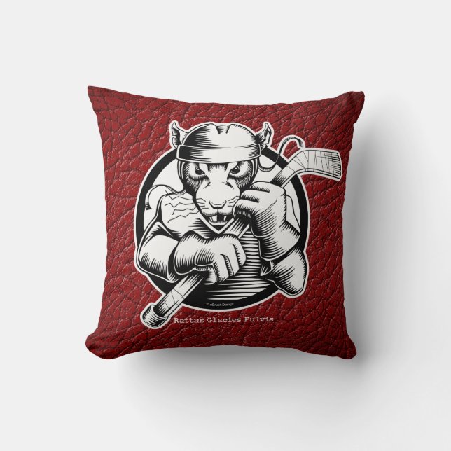 Hockey Rat Throw Pillow (Front)