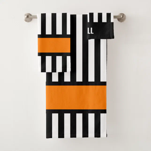 Hockey Referee Stripe Personalized Bath Towel Set Zazzle