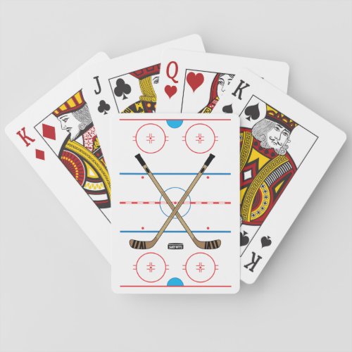 Hockey Rink and Hockey Sticks Hockey Player Poker Cards
