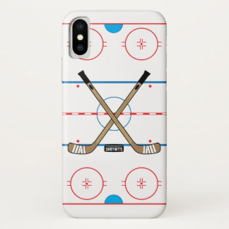 Hockey Rink Center Ice Hockey Sticks Hockey Player iPhone X Case