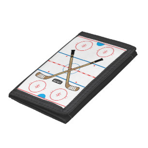 Hockey Rink Center Ice Hockey Sticks Tri-fold Wallet