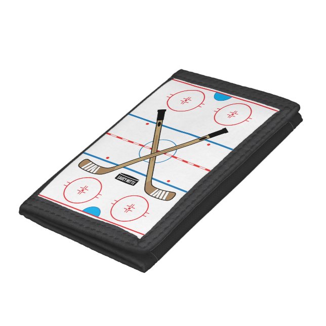 Hockey Rink Center Ice Hockey Sticks Trifold Wallet (Bottom)