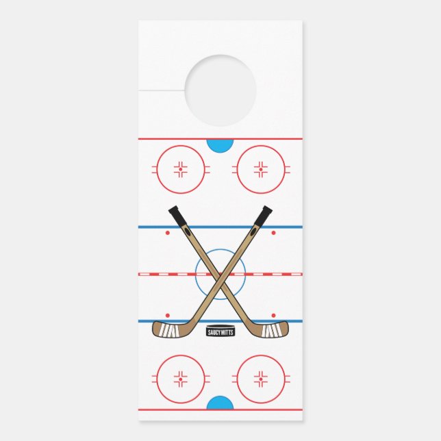 Hockey Rink Diagram Center Ice Hockey Sticks Door Hanger (Front)