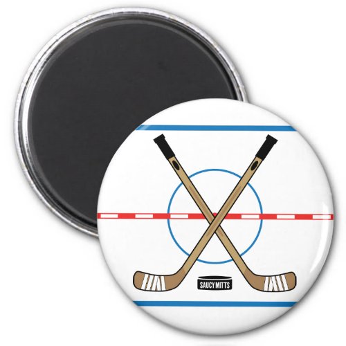 Hockey Rink Diagram Center Ice Hockey Sticks Magnet