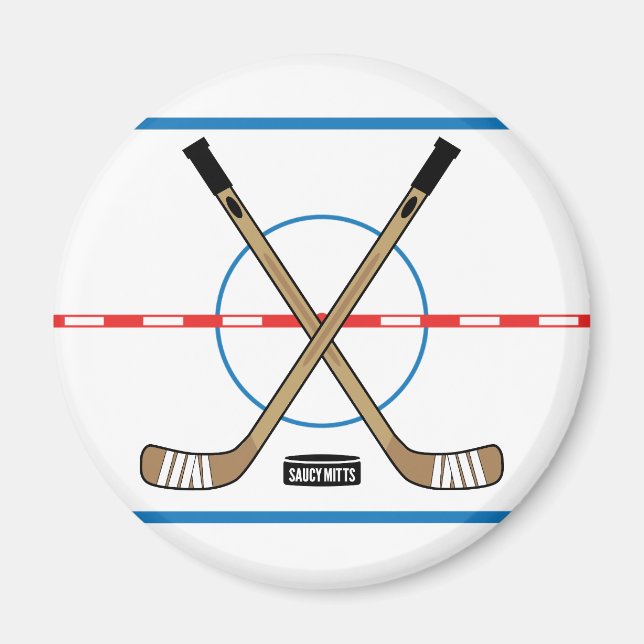 Hockey Rink Diagram Center Ice Hockey Sticks Magnet (Front)