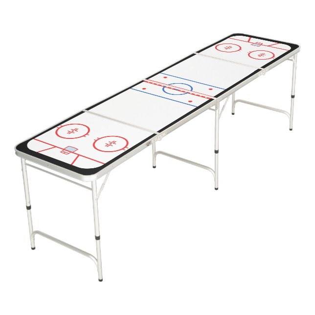 Hockey Rink Diagram Design on a Beer Pong Table (Angled)
