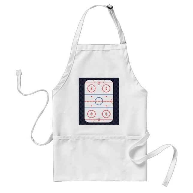 Hockey Rink Diagram on Blue Carbon Fiber Style Adult Apron (Front)
