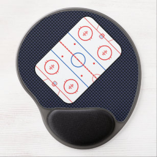 Hockey Rink Diagram on Blue Carbon Fiber Style Gel Mouse Pad