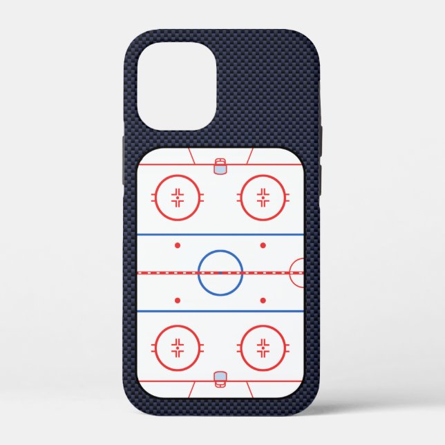 Hockey Rink Diagram on Blue Carbon Fiber Style iPh Case-Mate iPhone Case (Back)
