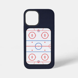 Hockey Rink Diagram on Blue Carbon Fiber Style iPh iPhone 12 Mini Case