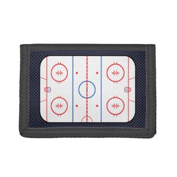 Hockey Rink Diagram On Blue Carbon Fiber Style Trifold Wallet by AmericanStyle at Zazzle
