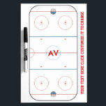 Hockey Rink White Board<br><div class="desc">Great custom coaches whiteboard that can be customized with your team's initials. Just click the "customize it" button and personalize it with your team colors, different fonts, or even add your logo! We paid so much attention to detail that you can actually see the skate marks on the ice!</div>