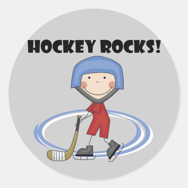 Hockey Rocks T-shirts and Gifts Classic Round Sticker (Front)
