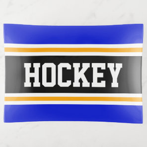 HOCKEY Royal Blue Black Orange Racing Stripes Trinket Tray