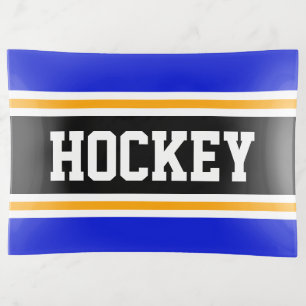 HOCKEY Royal Blue Black Orange Racing Stripes Trinket Tray