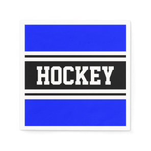 HOCKEY Royal Blue Black White Racing Stripes Napkins