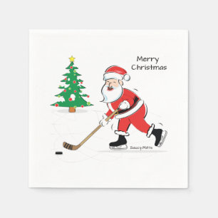 Hockey Santa Christmas Napkins