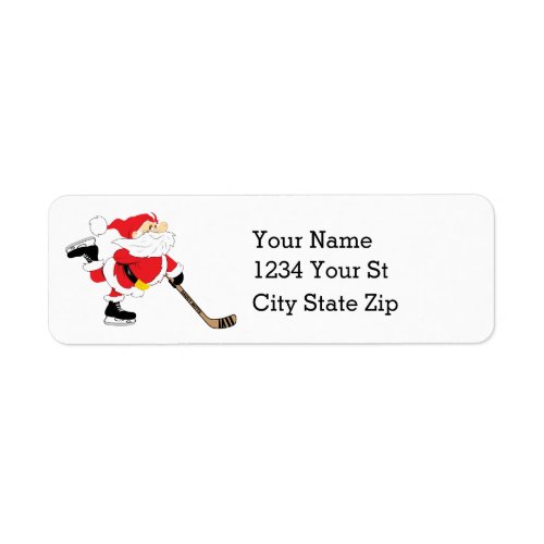 Hockey Santa Christmas Return Address Label