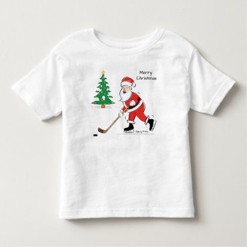 Hockey Santa Christmas Toddler T_shirt