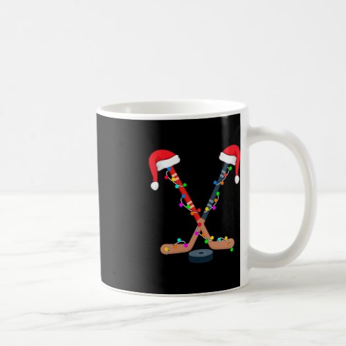 Hockey Santa Hat Christmas Lights Fun Sport Xmas B Coffee Mug
