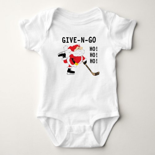 Hockey Santa Skating Christmas Give N Go Ho Ho Baby Bodysuit