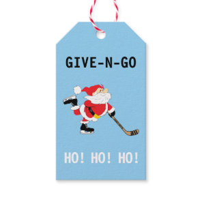 Hockey Santa Skating Christmas Give N Go Ho! Ho! Gift Tags