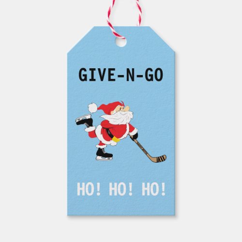 Hockey Santa Skating Christmas Give N Go Ho Ho Gift Tags