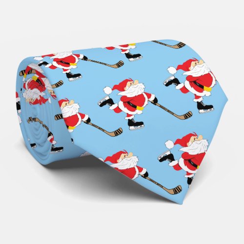 Hockey Santa Skating Christmas Tie