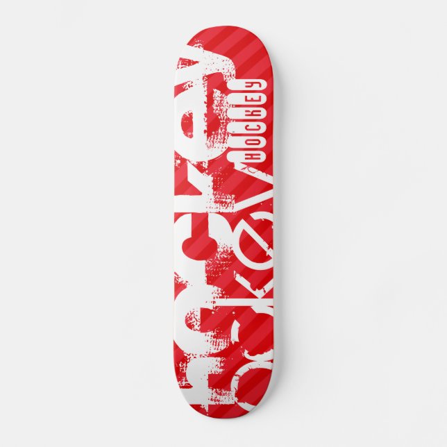 Hockey; Scarlet Red Stripes Skateboard (Front)