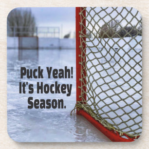 Hockey Season Ice Cold Funny Humor Puck Beverage Coaster