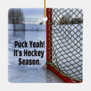 Hockey Season Ice Cold Funny Humor Puck Ceramic Ornament