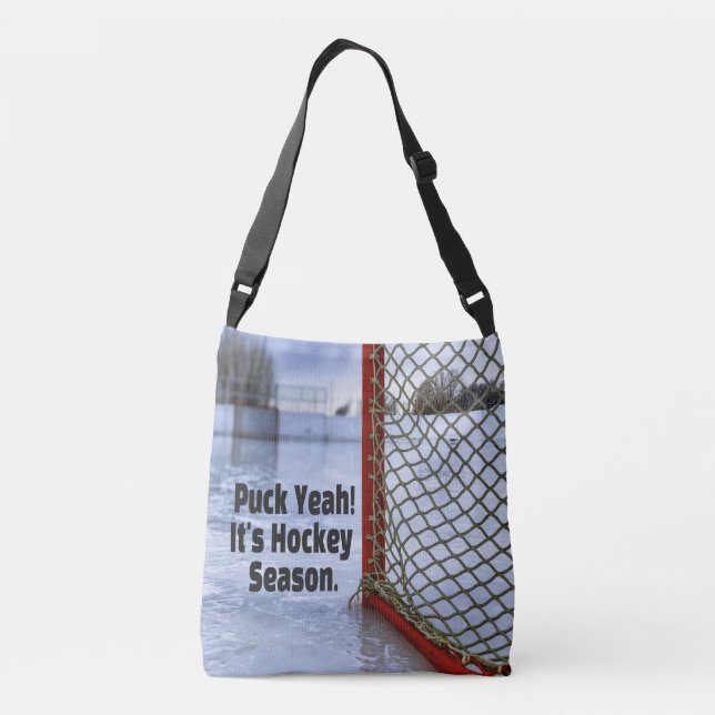 Hockey Season Ice Cold Funny Humor Puck Crossbody Bag (Back)