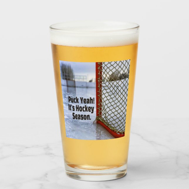 Hockey Season Ice Cold Funny Humor Puck Glass (Front Filled)