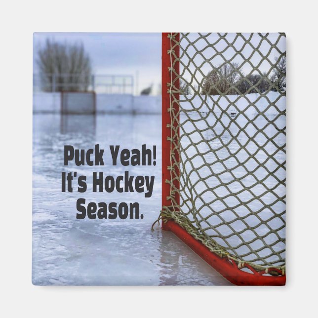 Hockey Season Ice Cold Funny Humor Puck Magnet (Front)